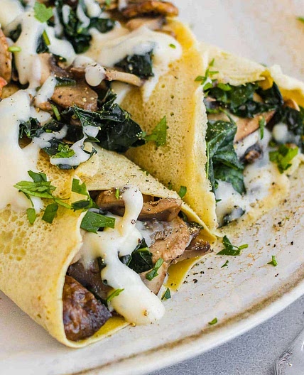 Chickpea crepes | Savoury mushroom pancakes