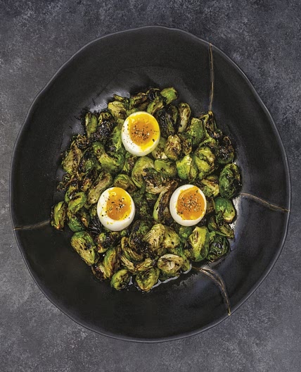 Charred Brussels Sprouts with Soft-Boiled Egg and Orange-Chili Glaze