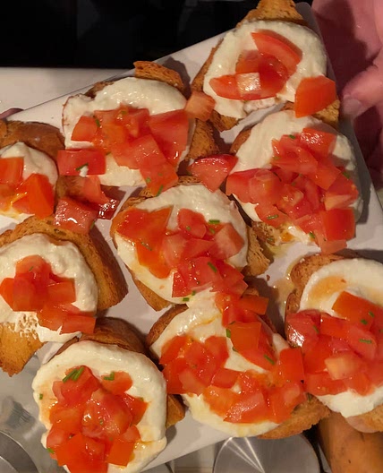 Bruschetta with Creamy Cheese Spread & Tomatoes