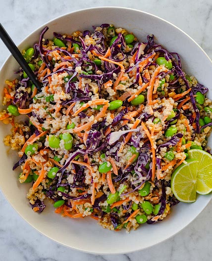 Edamame Quinoa Salad with Oil-Free Miso Ginger Dressing