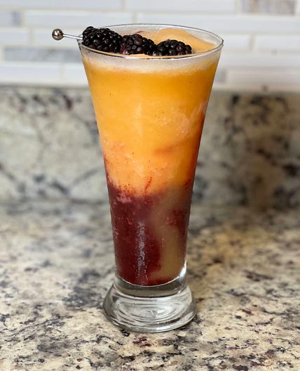 Frozen Blackberry and Peach Rum Cocktail 