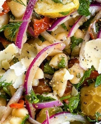 Roasted Red Pepper & Potato White Bean Salad