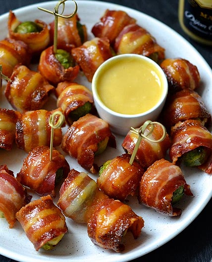 Honey Mustard Glazed Bacon Wrapped Brussel Sprouts | Maille