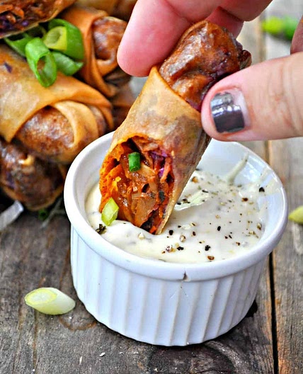 Vegan Southern BBQ Jackfruit Spring Rolls