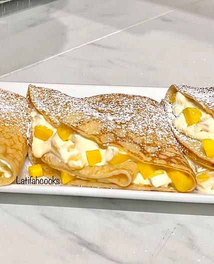 Pancake || Crepe with mango cream cheese filling