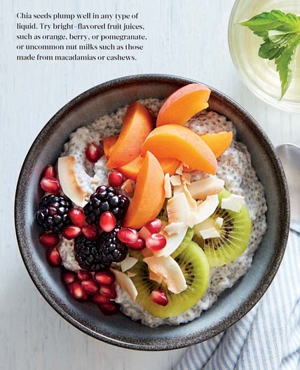 CHIA  PUDDING WITH KIWI,  BLACKBERRIES,  APRICOTS  &  POMEGRANATE