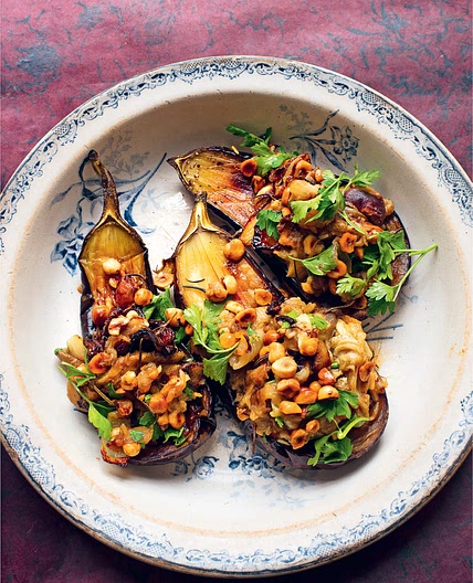 AUBERGINE, HAZELNUTS, ONIONS