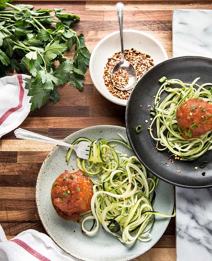 Zpaghetti with Pesto Meatballs