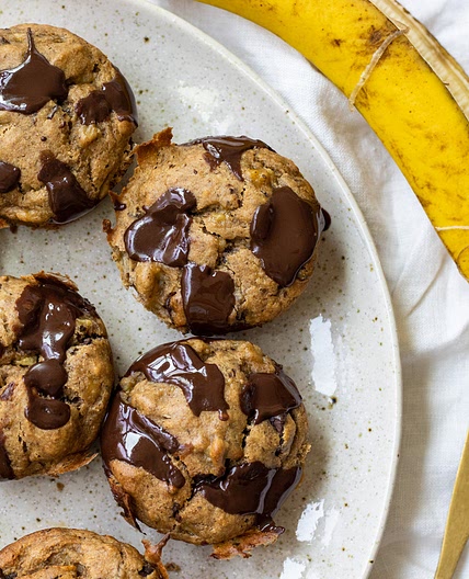 Vegan Banana Chocolate Chip Protein Muffins (with oat flour)
