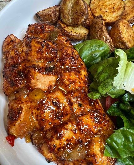 Roasted Pineapple and Habanero Glazed Chicken Breast 