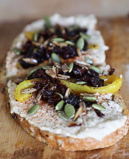 Roasted Pepper Hummus Toast