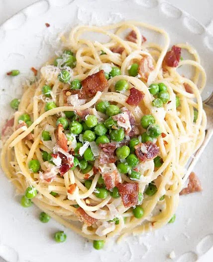 Pasta with Bacon and Peas