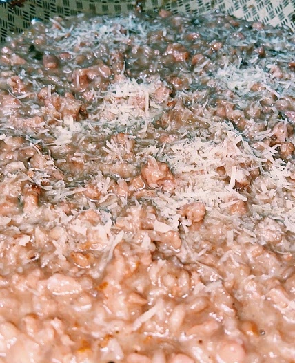 Risoto de linguiça com vinho tinto