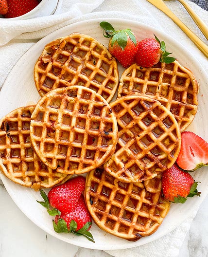 High Protein Strawberry Waffles