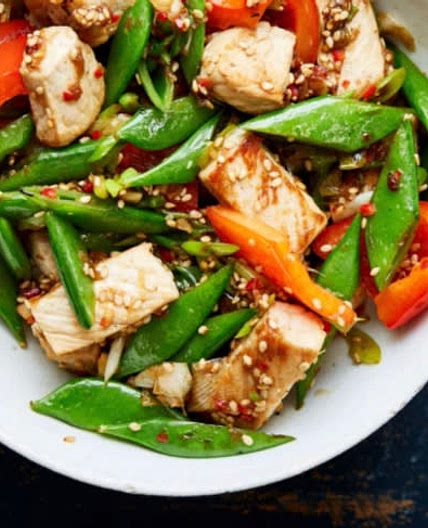 Pork Stir Fry with Honey and Sesame Seeds