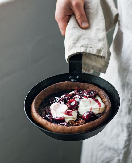 COCOA DUTCH BABY PANCAKE WITH CHERRIES