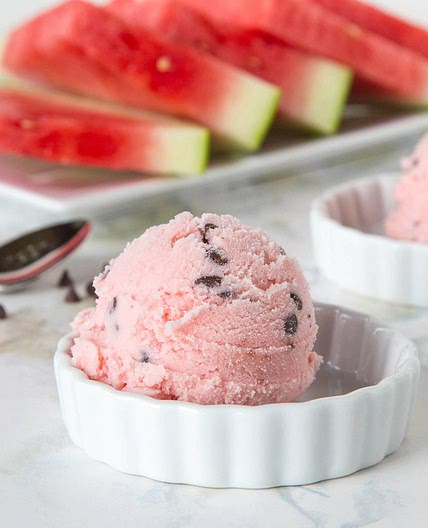 Watermelon Ice Cream with Chocolate Chips