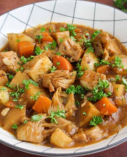 Vegan 'Beef' Stew with Jackfruit and Potatoes