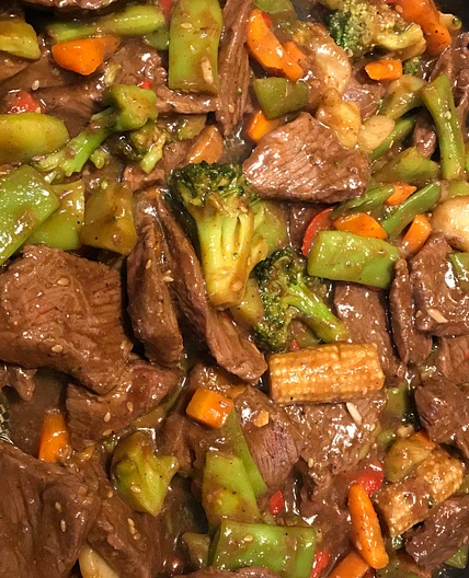 Teriyaki Venison and Veges on Rice