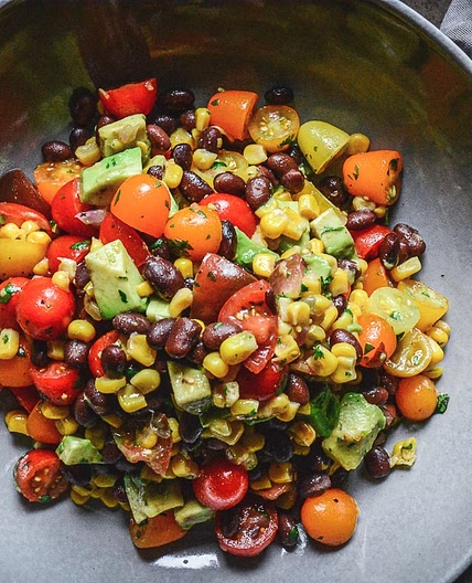 Mexican Tomato Salad with Black Beans, Corn and Avocado