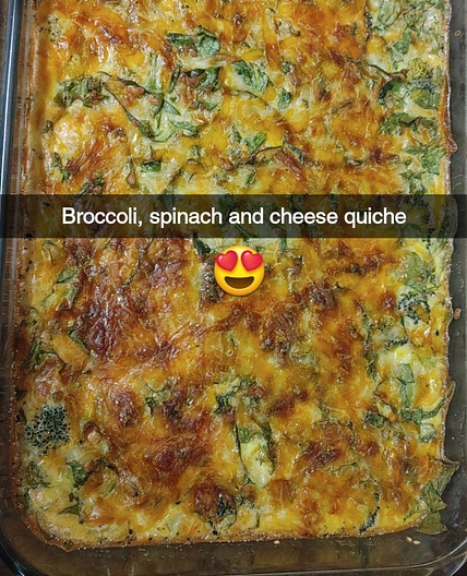 Broccoli Spinach Crustless Quiche
