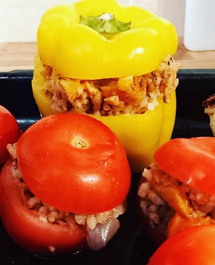 Squash risotto stuffed vegetables