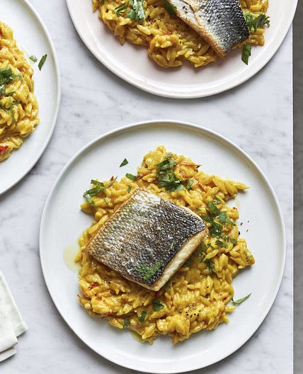 rhubarb and sea bass