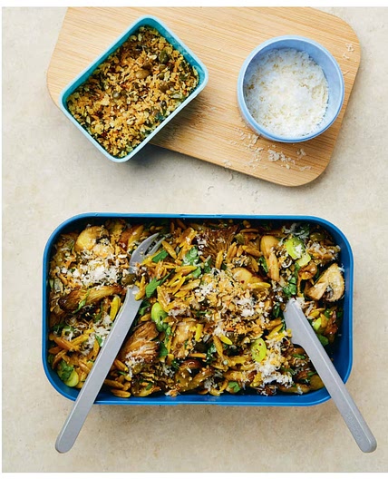Herby Spiced Mushroom Orzo with Parmesan
