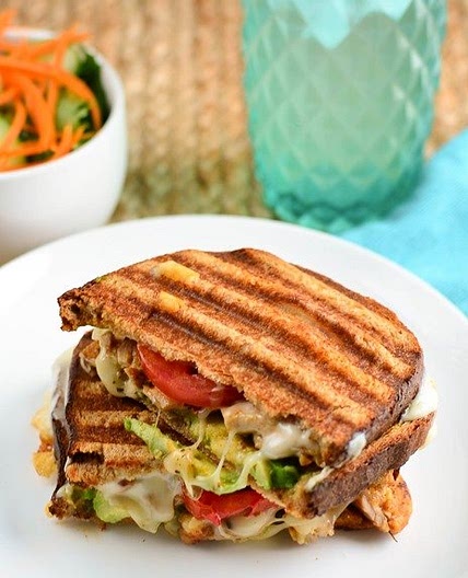 Grilled Chicken, Avocado, Tomato and Mozzarella Sandwich