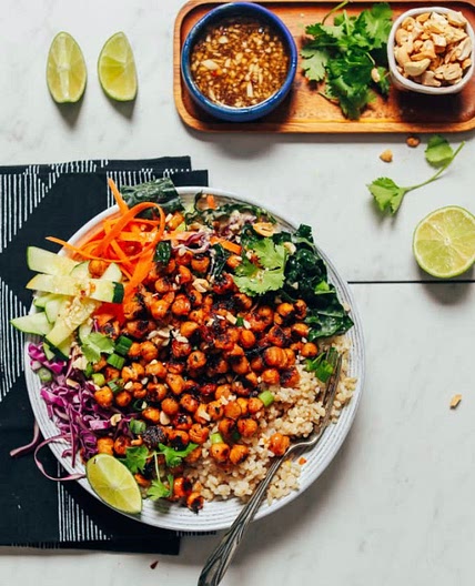 Crispy Miso Chickpea Bowls with Sesame Dressing