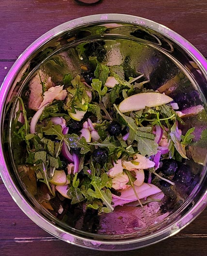Blueberry, Mint, Arugula, Green Apple, Red Onion Salad