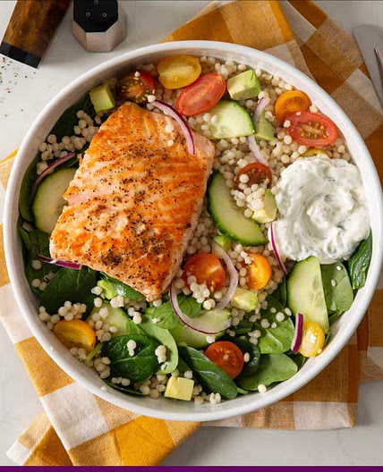Tzatziki Salmon Cous Cous Bowls