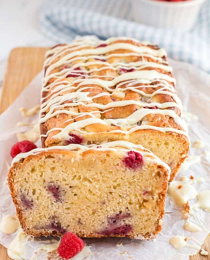 BEST Raspberry and White Chocolate Loaf Cake