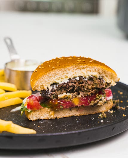 Weirdly Awesome Feta Spinach Hamburger
