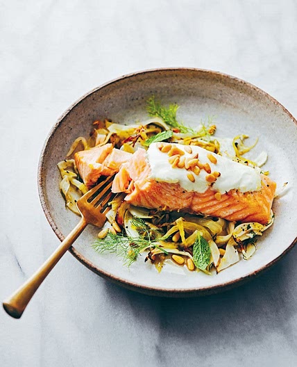 Baked Yoghurt & Herb Salmon with Fennel & Lemon