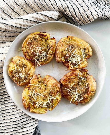 Crispy Smashed Herb Potatoes 