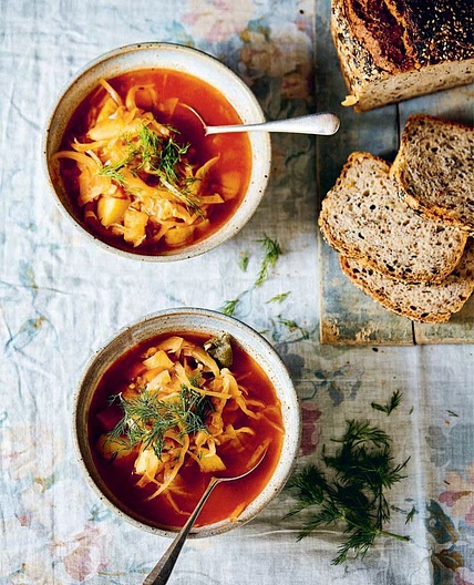 Shchi: cabbage and caraway soup