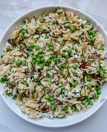 Zucchini, Pea & Goat Cheese Orzo Salad — AllTypesOfBowls