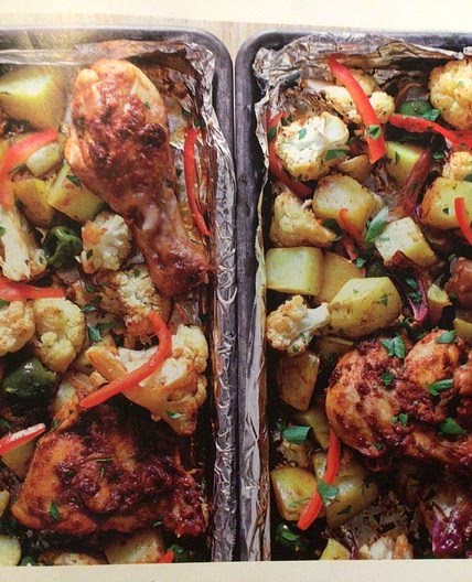 Smoky Sheet pan chicken with cauliflower