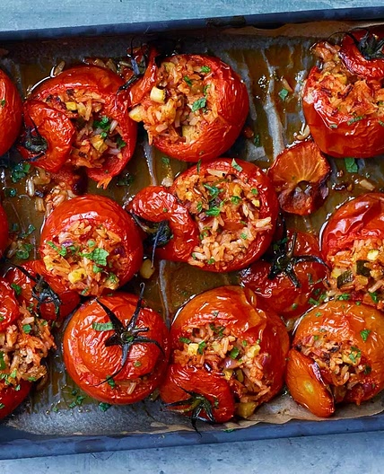 Greek-style stuffed tomatoes