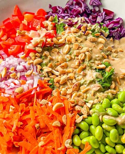Edamame Crunch Salad with Creamy Tahini Dressing