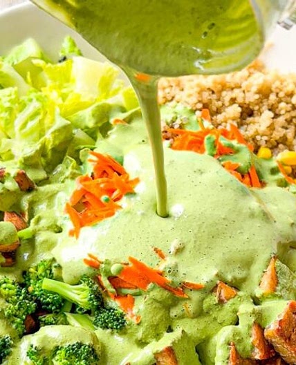 Vegan Protein Bowl with Creamy Basil Vinaigrette