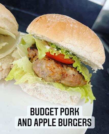 Budget pork and apple burger 