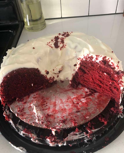 AUNTY ANITA’S RED VELVET CAKE with Rum and shredded Coconut 