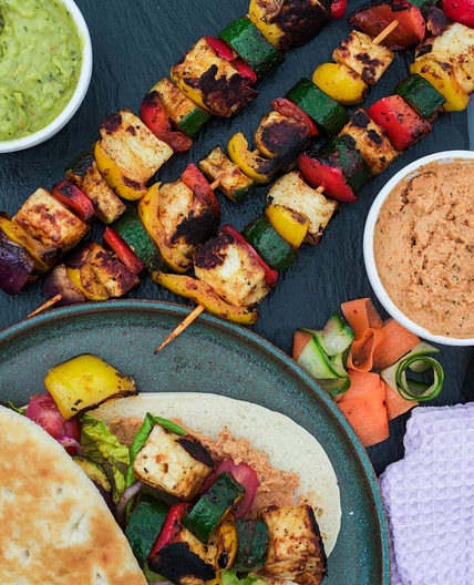 Fajita Spiced Halloumi & Veg Skewer by Pureety