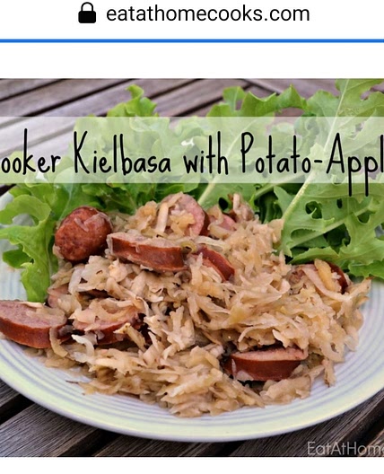 Slow Cooker Kielbasa with Potato-Apple Slaw - Eat at Home