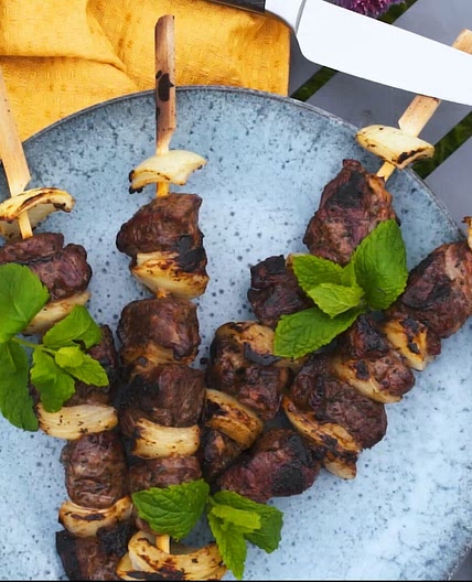 Minted Lamb and Onion Kebabs by Pureety