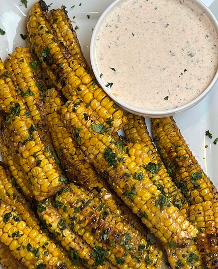 Cajun Corn Ribs with Cajun Ranch Dipping Sauce 