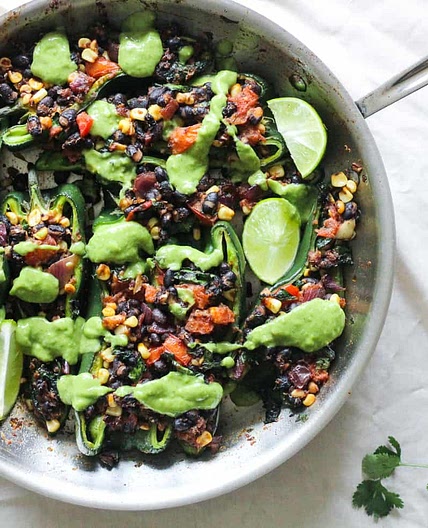 Black Bean Stuffed Poblano Peppers