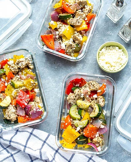 Sheet Pan Greek Chicken Meal Prep Bowls